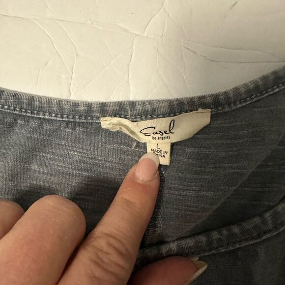 Easel Gray Polka Dot Women's Top - Picture 5 of 5